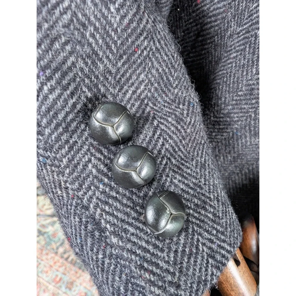 Vtg Pendleton Blazer Mens 44L Grey Herringbone 100% Virgin Wool Made‎ in USA